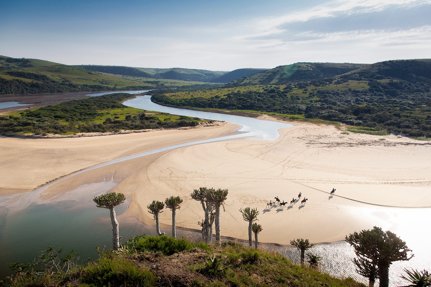 Beach, rocks and rivers at the border of Africa